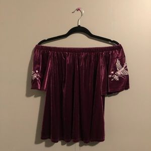 Off the shoulder velvet top